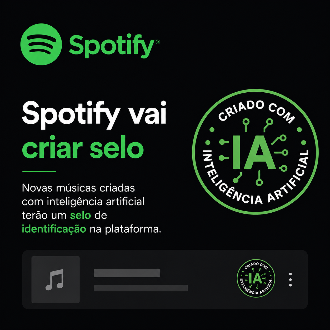 Spotify cria selo para identificar uso de IA em músicas.